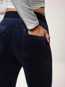 Forever 21 冬季秋季女装毛绒裤运动 - 藍色 - 查看 5