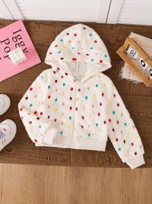 1pc Young Girl Casual Colorful Polka Dot Jacket Coat, Autumn/Winter'