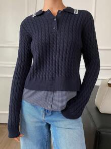 DAZY Women Color Block Contrast Sweater, Autumn New Arrival