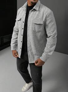 Manfinity Homme 秋季大码男士休闲日常前扣式夹克