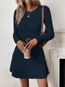Calvaya Vestido-jersey de punto acanalado sin cinturón