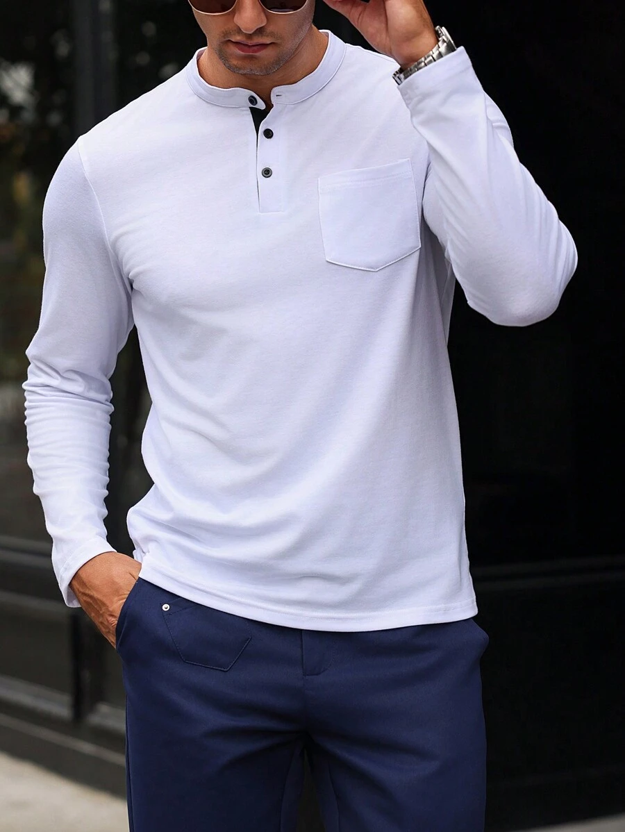 Manfinity Bizformal 男士基本款时尚纯色立领长袖 Polo 衫，秋冬季，适合老公，适合外出