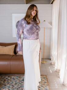 Aralina 曲线西部扎染立领短款修身喇叭袖上衣 - 彩色 - 查看 7