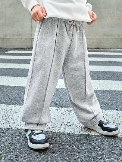 SHEIN Young Boys Casual Loose Elastic Waist Gray Pants Suitable For Winter, Suitable For Keeping Warm, Suitable For Back To School, Suitable For Daily Use, Suitable For Christmas, Suitable For Birthday Parties, Basic And Versatile, Suitable For Christmas,Simple And Plush.