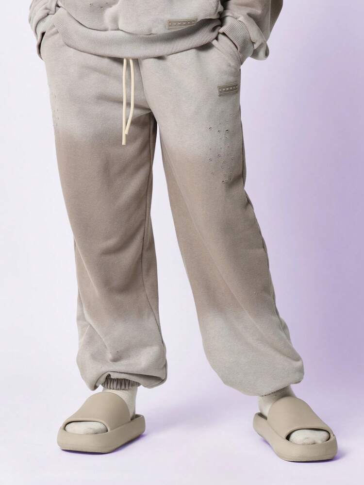 Tween Girls Oversized Overhead Washed Hoodie And Loose Fit Jogger With Embroidery & Small Distressed Detail 2 Piece Set