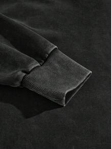 Manfinity NXTstreet Áo nỉ trùm đầu dài tay dệt kim cánh dơi rộng rãi có họa tiết đồ họa cho nam, áo hoodie chui đầu thường ngày cho mùa thu/đông - màu đen - Xem 3