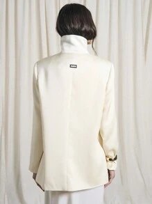 AiiRZ 立领长袖专业商务办公正式挺括长袖经典职业装秋冬外套西装夹克，纽扣闭合 - 黃色 - 查看 5