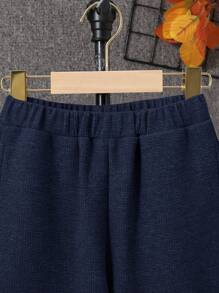 SHEIN Set de 2 piezas para niños preadolescentes que incluye sudadera con capucha 2 en 1 + pantalones de unicolor