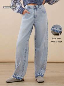 WESTFADE Premium Denim Barrel Leg 100% Cotton Ankle Jeans