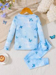 2pcs Baby Girls Snow Princess Printed Long Sleeve Top And Pants Homewear Set, Snug Fit Fashion Outfit Suitable For Party, Photo Shooting, Autumn
