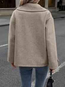 SHEIN LUNE Abrigo informal de mujer de longitud media con cuello de solapa, hombros caídos y diseño holgado, adecuado para otoño/invierno