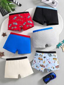 Fun Car Print 6pcs/Pack Cotton Briefs For Young Boys - Multicolor - View 2