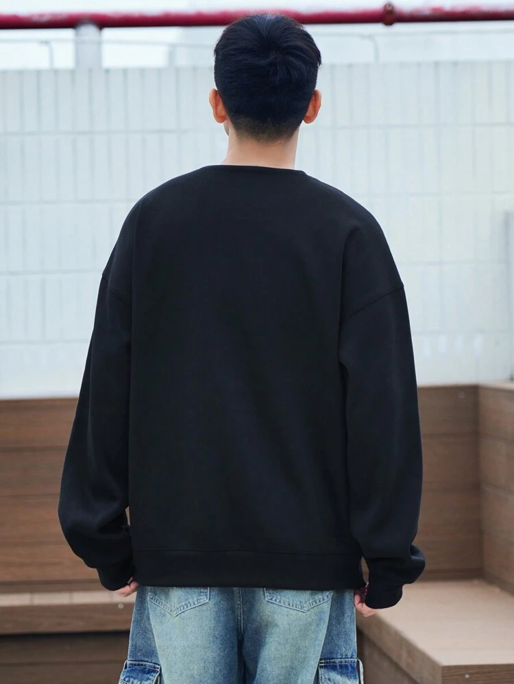 Men's Letter Print Pullover Sweatshirt, Autumn