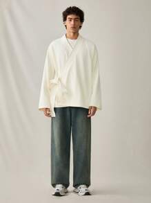 Manfinity VCAY Chaqueta casual de manga larga de corte holgado para hombres jóvenes, para uso diario, para otoño e invierno - Albaricoque - Ver 2