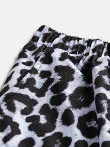 Tween Girls' Basic Minimalist Leopard Print Pattern Sweatpants - Multicolor - View 3