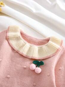 SHEIN Gestricktes Pulloverkleid für Kleine Mädchen im Herbst/Winter, Neuankunft. Grundlegender Stil mit Puffärmeln und Rundhalsausschnitt