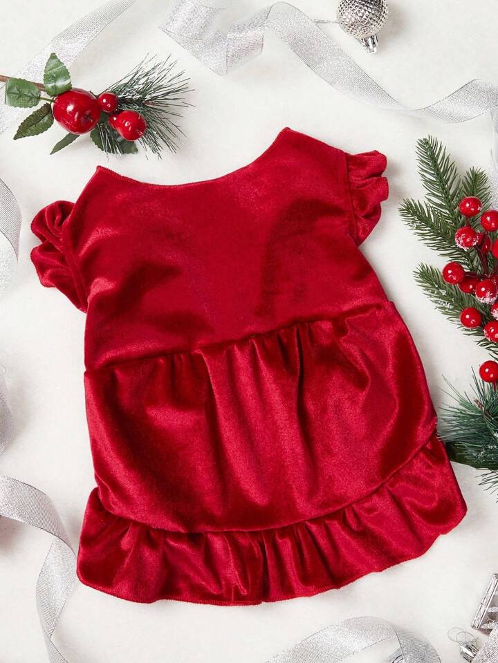 PETSIN クリスマス ペット レッド ベルベット ドレス | SHEIN JAPAN