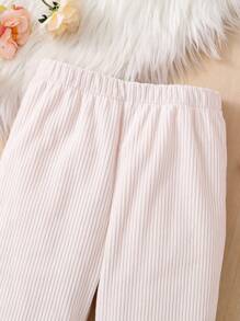 Young Girl And Young Girl Cute Rabbit Double-Faced Fleece Patchwork Corduroy Pants,Great For Casual & Daily Wear & School Daily, Mom And Daughter Matching