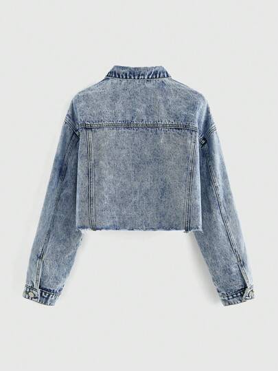 Grunge Punk Star Colorblock Patchwork Oversized Cropped Women Denim Jacket
