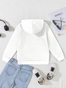 女婴圣诞树印花长袖抓绒卫衣，秋冬季 - 白色 - 查看 3