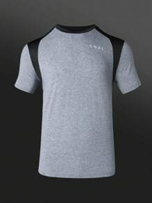 Manfinity Sport Polished Maglietta sportiva a maniche corte con scollo rotondo e blocchi di colore per uomo, adatta per l'estate