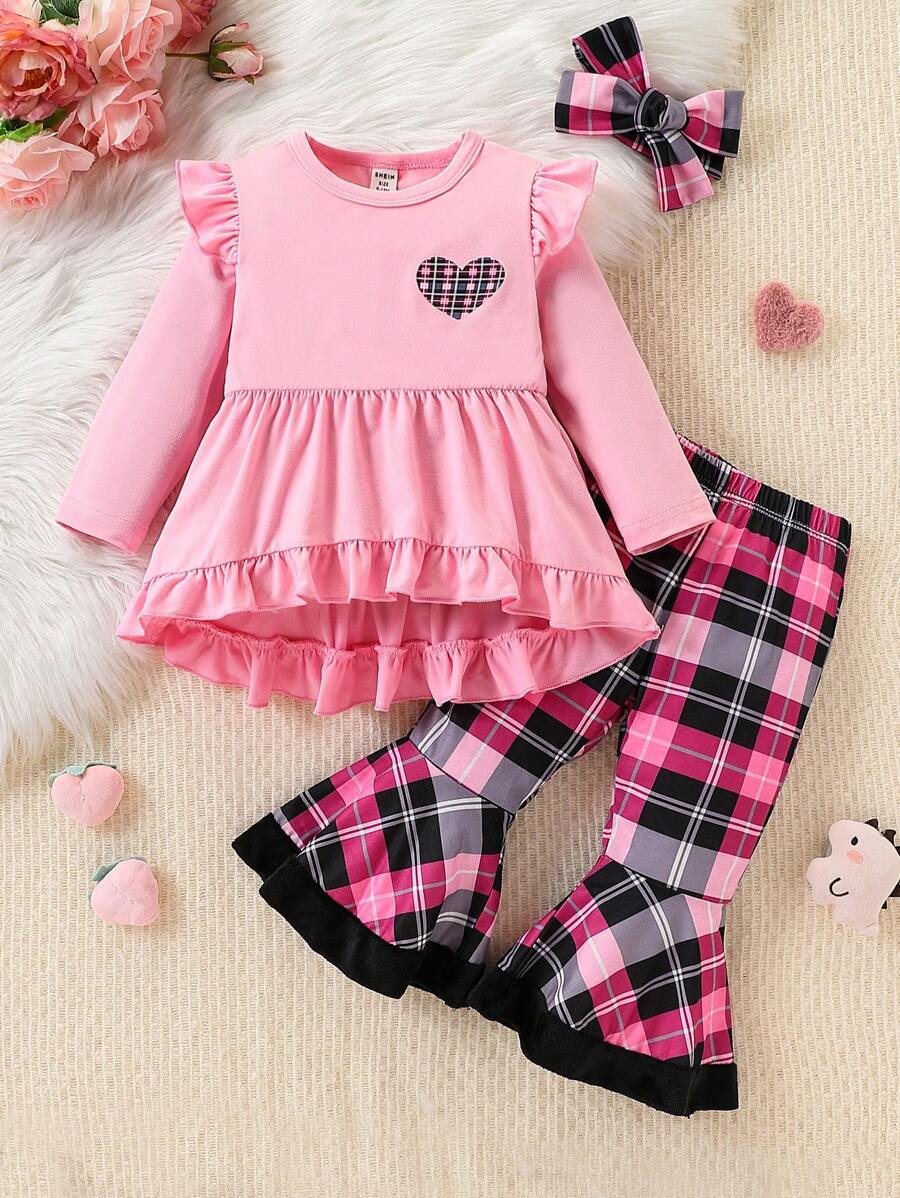 SHEIN Bộ 2 món đồ Giáng sinh mùa đông cho bé gái in hình trái tim và bóng bay, bao gồm băng đô - Nhiều màu - Xem 1
