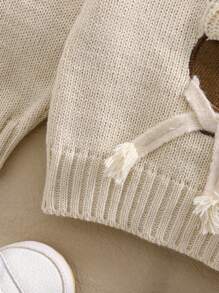 Baby Mädchen Lässig Pullover mit Cartoon Bär Muster, Rundhals-Ausschnitt, Langarm, locker gestrickt, geeignet für den täglichen Gebrauch, Familientreffen und Outdoor-Aktivitäten, Herbst/Winter