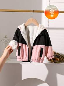 Baby Girls Thermal Lined Jacket, New Style For Autumn/Winter - Pink - View 1