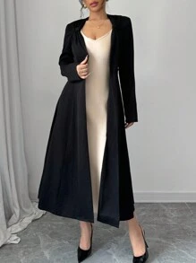 SHEIN Unity Women Elegant Butterfly Collar A-Line Jacket Fall Cloth For Women - Black - View 5