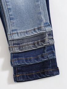 SHEIN 4pcs Baby Boy Fashion Versatile Washed Slant Pocket Jeans - Multicolor - View 4