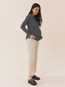 SHEIN Maternity Casual Solid Color High Waist Flared Pants, Autumn/Winter