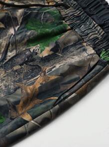 ROMWE MEN Prep Pantalones holgados de pierna ancha con estampado de ramas, cintura elástica, uso casual y versátil, para otoño