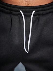 Manfinity Homme 2pcs Men Plus Size Casual Color Block Drawstring Hooded Sweatshirt And Sweatpants Set