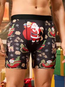 Notgurli 4pcs Men's Christmas Candy Print Boxer Briefs - Multicolor - View 9