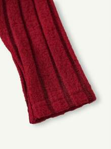 Cozy Pixies Baby Girl Casual Solid Color Stand Collar Long Sleeve Waisted Dress - Red - View 3