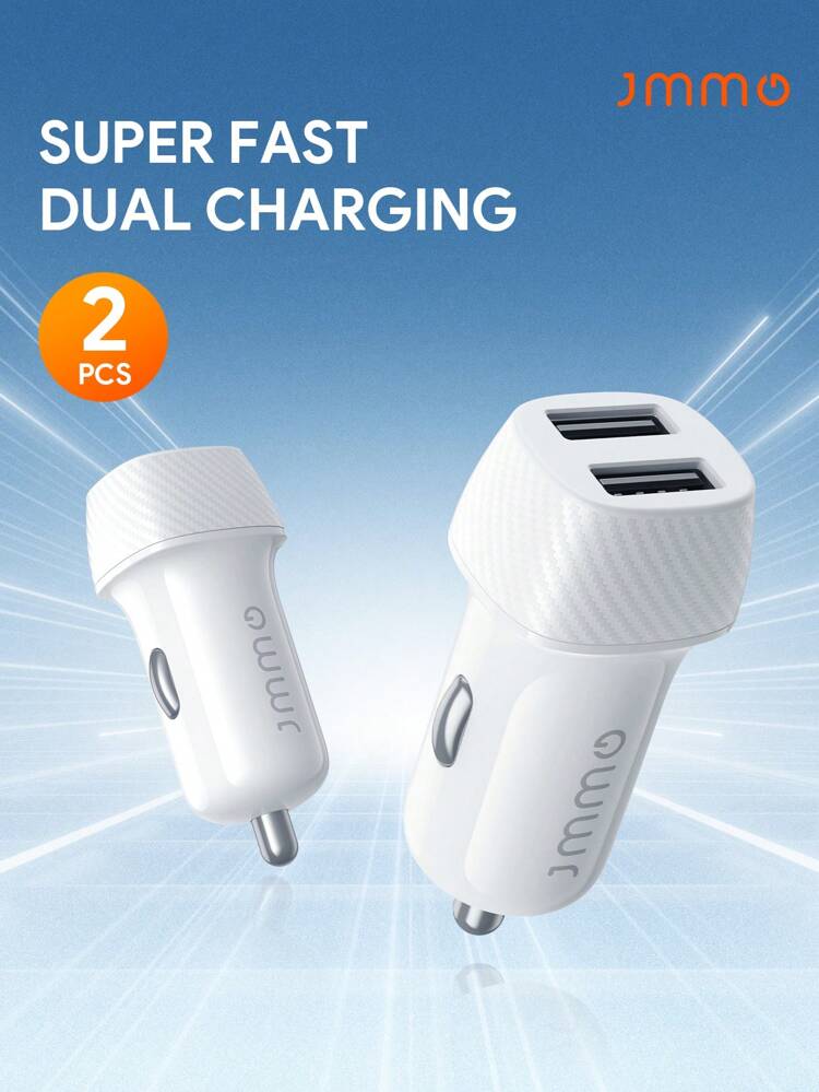 JMMO Cargador para automóvil, 2 piezas de 24W con puerto USB dual de carga rápida, cargador para automóvil USB de doble puerto de 5V/4.8A, ultra delgado y de carga rápida, decoración y accesorios para automóvil, regalos navideños, imprescindibles para campamento y vacaciones de otoño e invierno, accesorios de vacaciones, suministros de campamento