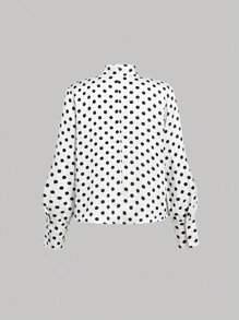 SHEIN MOD 女士白色复古浪漫领结衬衫，通勤休闲，时尚都市，优雅派对装衬衫 - 白色 - 查看 2