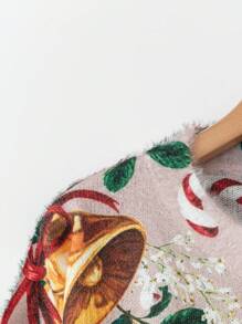 SHEIN LUNE Plus Size Christmas Theme Print Round Neck Casual All-Match Long Sleeve Sweater Pullover Knit Pullover Fall Winter Outfit