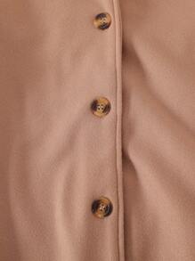 Tween Girl Fluffy Hooded Long Belted Coat - Apricot - View 4