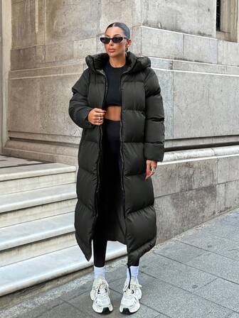 EURMUSE Women's Hooded Zip-Up Padded Jacket, Warm For Winter