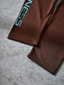 Manfinity Sport Corelite Boyfriend Style Men's Letter Print Elastic Waist Sports Compression Pants