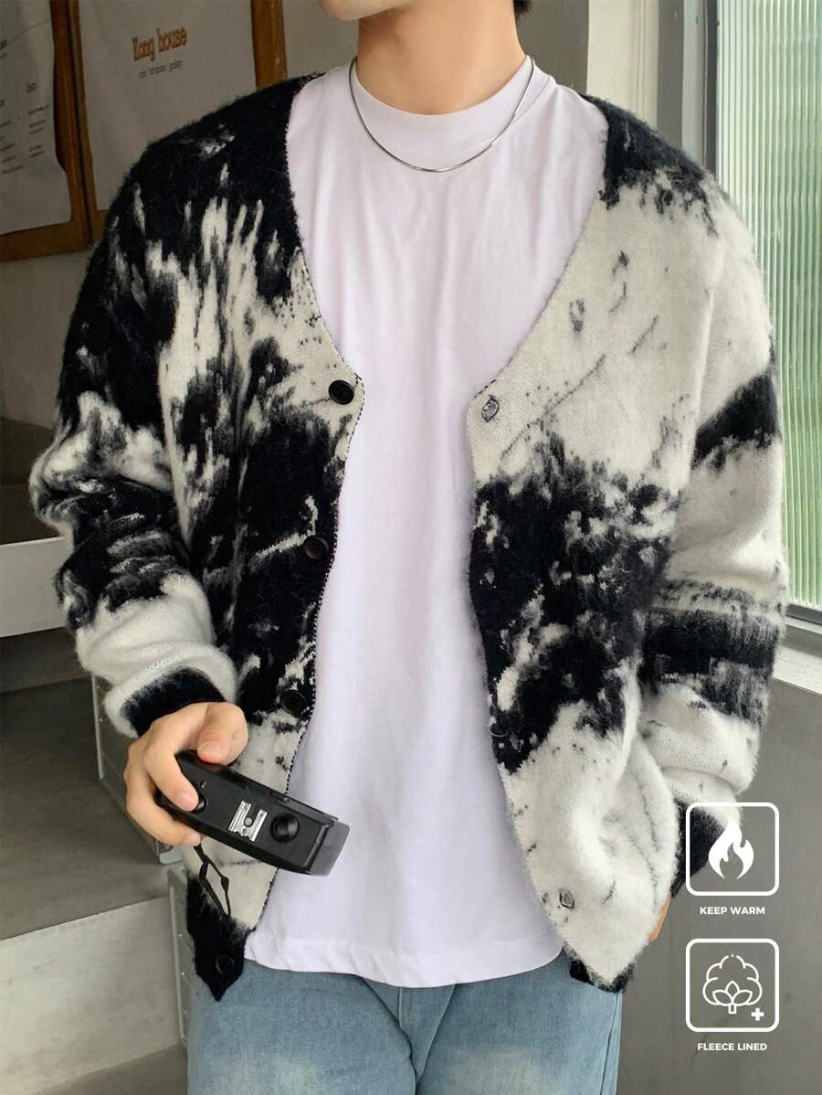 Manfinity Hypemode Men's Button-Front Long Sleeve Casual Top, Minimalistic Design For Daily Wear - Multicolor - View 1