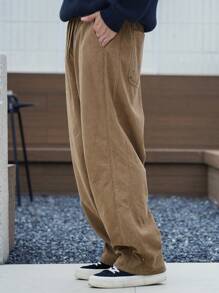 DAZY Pantalones rectos casuales para hombre con forro térmico en color caqui, para otoño
