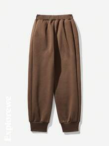 SHEIN 2 Stücke Tween Jungen Zwischengrößen Set mit Buchstaben Muster und Kontrast Farbe, Raglanärmel Jacke und Hose, lässiger Herbstoutfit