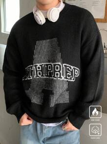 Claim Dot Men's Letter Pattern Round Neck Long Sleeve Casual Sweater For Autumn And Winter - Multicolor - View 2