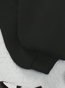 Tween Girl Numeric Print Hooded Long Sleeve Sweatshirt - Black - View 5