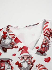 PopScrub Cute Christmas Santa Claus Gift Heart Balloon Uniform Top Scrub Top - White - View 4