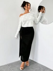 SHEIN Unity 碎花毛绒优雅针织套装