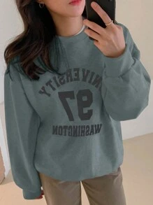 DAZY 圆领长袖字母印花简约卫衣，休闲日常穿着，秋季服装