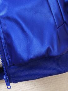 SHEIN Young Boy Casual Hooded Long Sleeve Soft Thermal Lined Jacket, Classic Color Combination, Comfortable & Easy To Match For Daily Casual Wear & Outdoor Activities